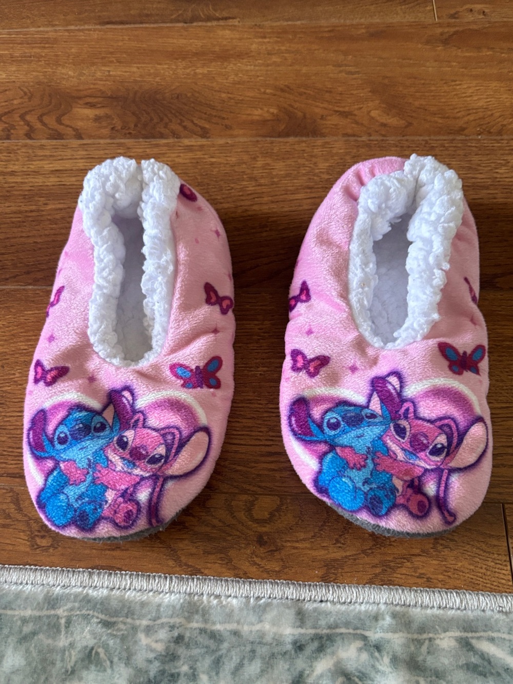 Kids Pink Character Fleece One-Piece Slippers Disney Stitch & Angel size 13/1
